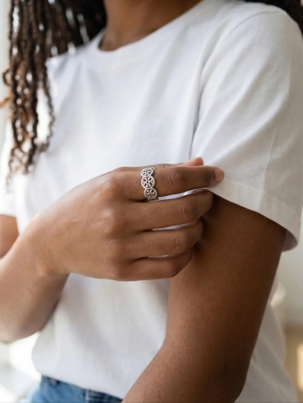 Tory Burch Miller Pavé Ring - Silver